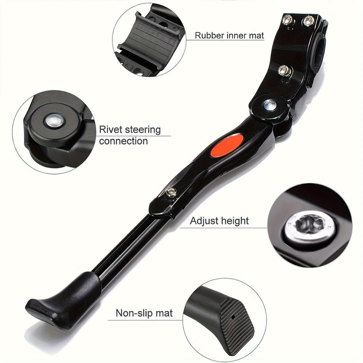Adjustable Bike Stand Aluminum Black Universal Side Stand MTB City Bike E Bike Parking Support | Sansoti