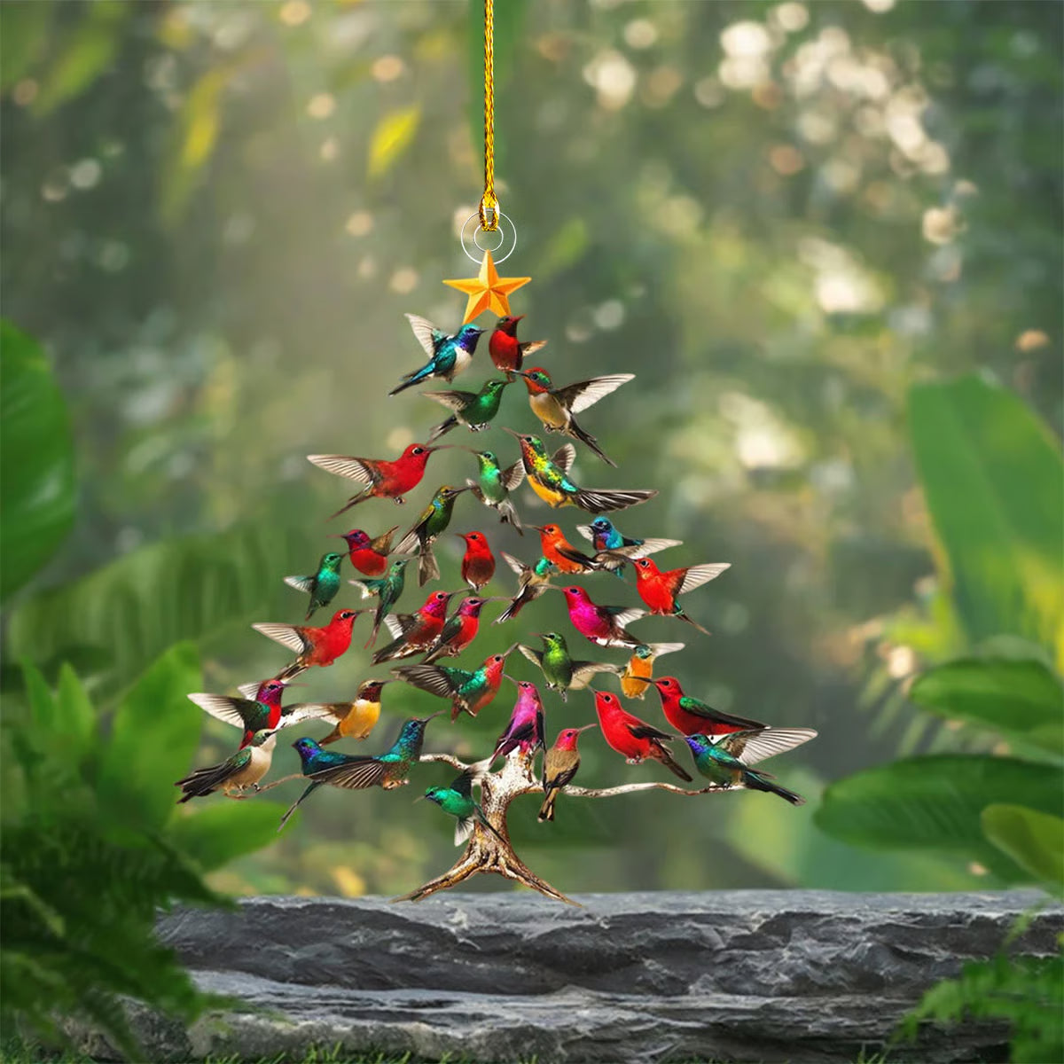 Crystal Glass Bird Christmas Ornament Light Reflection Hanging Decoration Christmas Tree Window Decoration Colored Shine | Sansoti