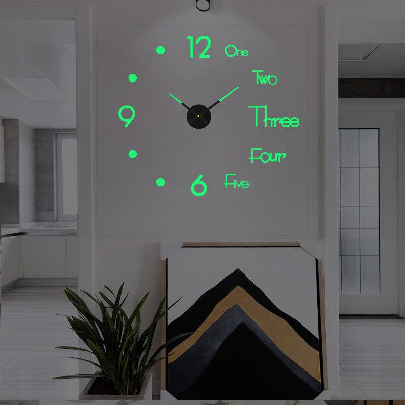 Modern Wall Clock with 3D Numbers in Black, Silver, and Gold - Minimalist Design for Living Room and Kitchen, 60-130cm | Sansoti