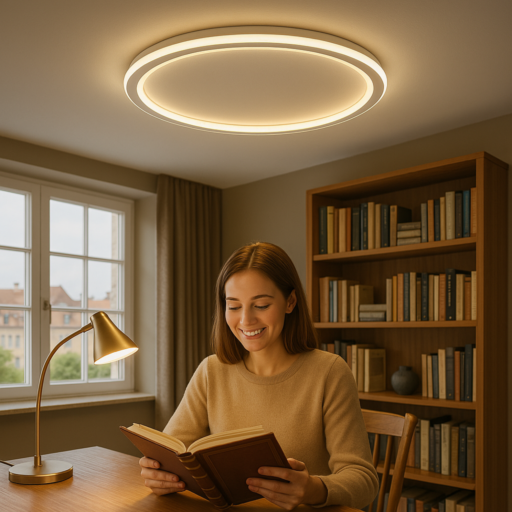 Dimmable LED Ceiling Lamp Round Warm White 3000K Aluminum Acrylic Living Room Dining Hall Modern Minimalist Design | Sansoti