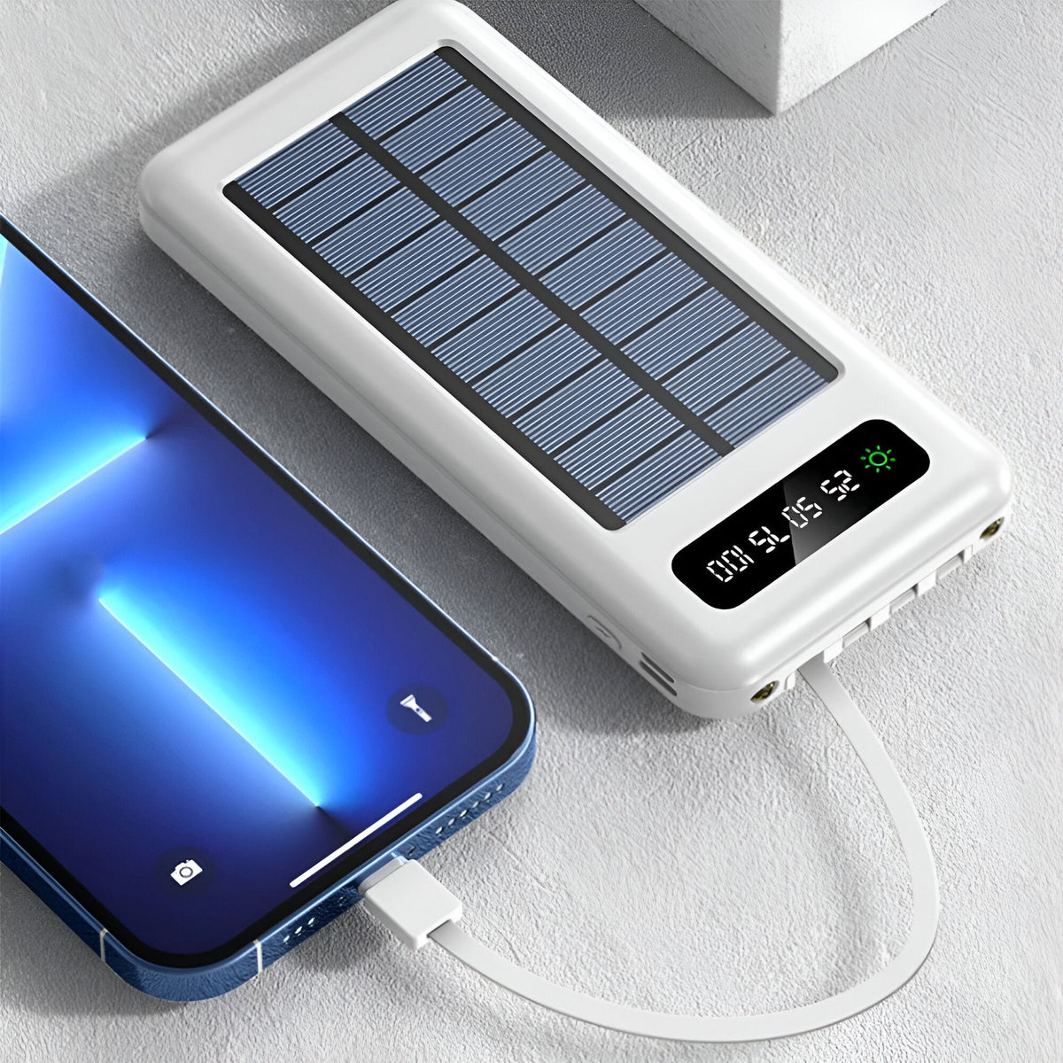 Portable Solar Power Bank 20,000mAh External Battery with LED Display for Smartphones Tablets Camping Travel Outdoor Charging USB | Sansoti