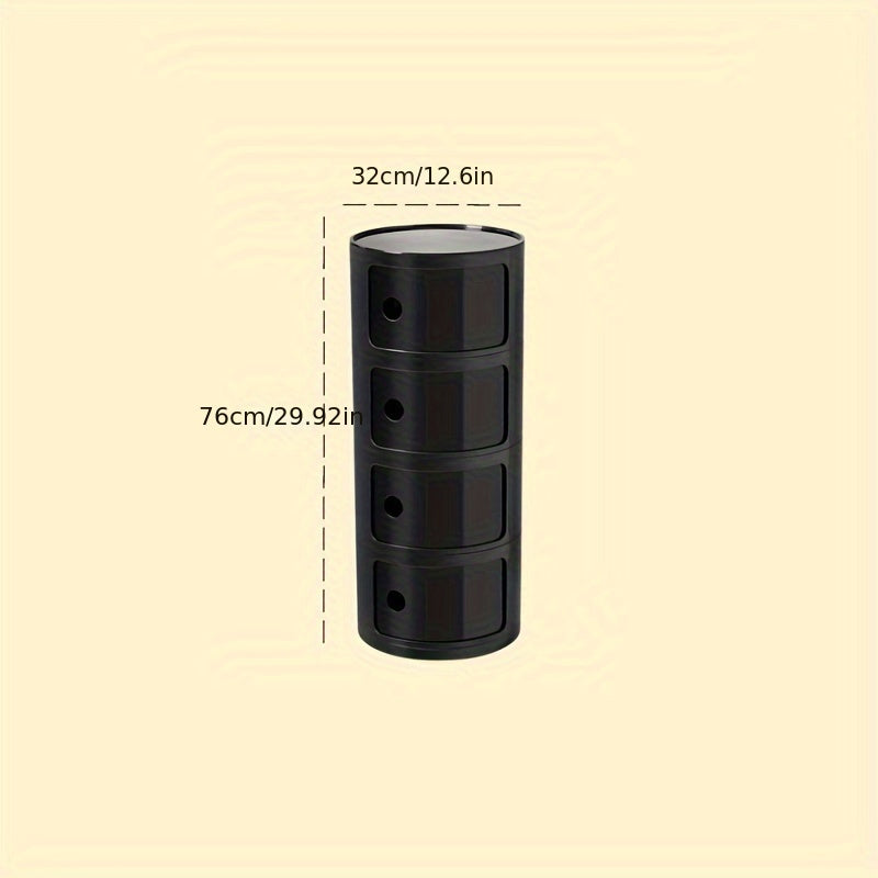 Round Multi-Tier Storage Cabinet White Bedside Table Plastic Stackable Modular Small Cabinet Bedroom Side Table | Sansoti