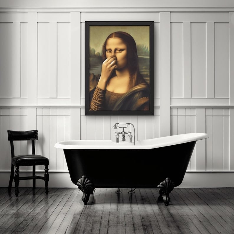 Canvas Bathroom Wall Decoration 30x40 cm Moisture-Resistant Humorous Artwork Toilet Wall Sign Hanging System | Sansoti