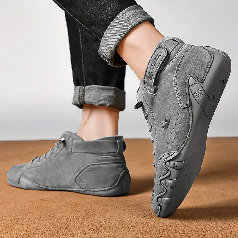 Waterproof Men's Boot Shoes with High Shaft and Elastic Closure Faux Leather Rugged Streetwear | Sansoti