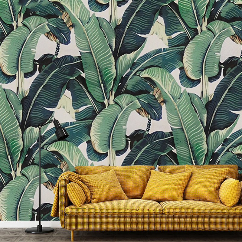 Fresque murale feuilles de bananier tropicales – papier peint botanique vert pour salon, chambre & bureau | Sur mesure | Sansoti