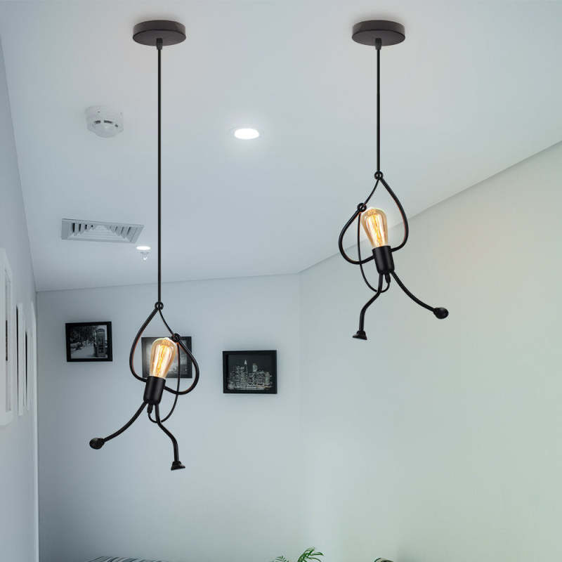 Metalen Hanglamp Figuurvorm LED E27 Zwart Wit Modern Design Woonkamer Eetkamer Slaapkamer Interieur Verlichting | Sansoti