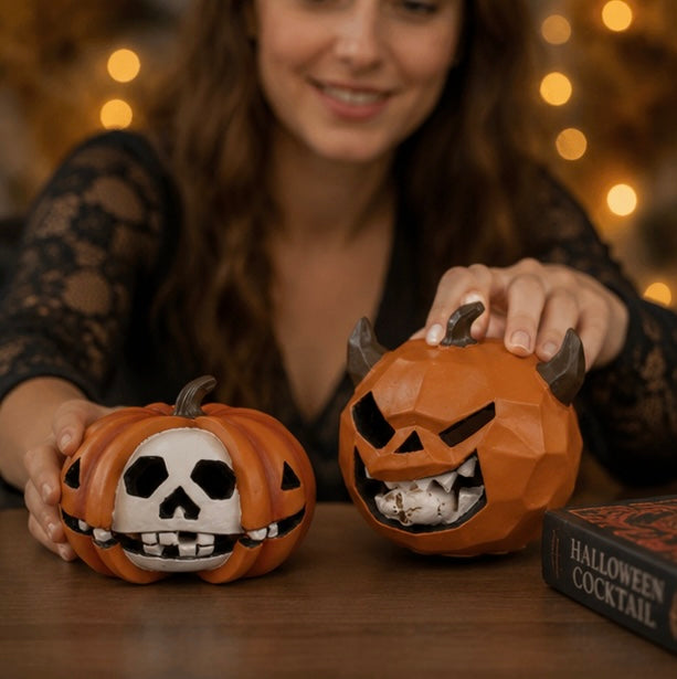 Hars Pompoen Schedel Decoratie Halloween Desktop Ornament Griezelige Sfeer Interieur Accessoire Gotisch | Sansoti