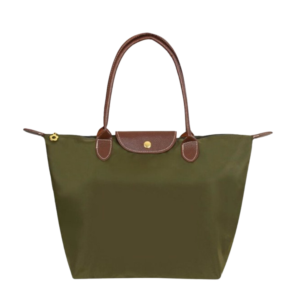 Waterproof Nylon Shopper with Leather Details – Spacious Handbag for Work and Travel | Sansoti