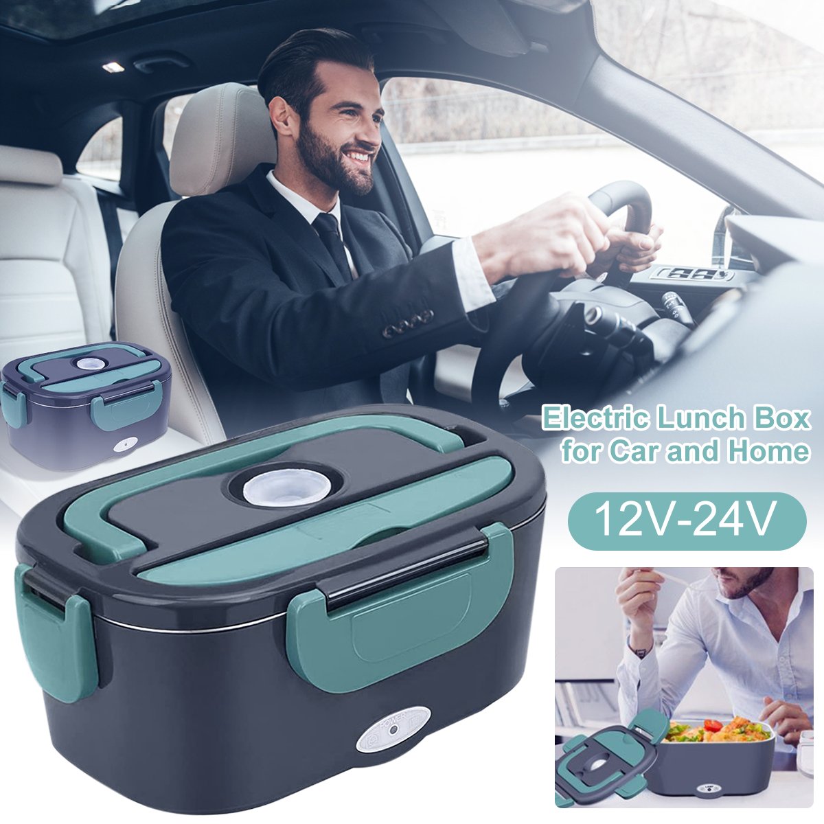 Elektrische Lunchbox mit Heizung 1,5L – warmes Essen unterwegs, im Auto & zu Hause | Sansoti