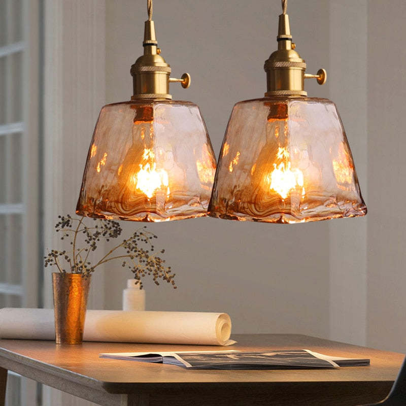 Hanglamp Glas Messing Industrieel Warm Licht Woonkamer Eetkamer Slaapkamer Retro Design E27 Fitting Sfeer | Sansoti