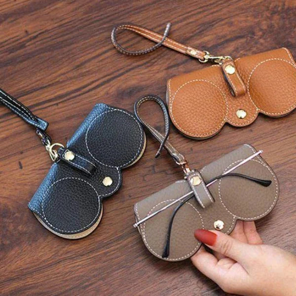 Étui à lunettes en cuir doux avec bouton-pression pour lunettes de soleil | Sansoti