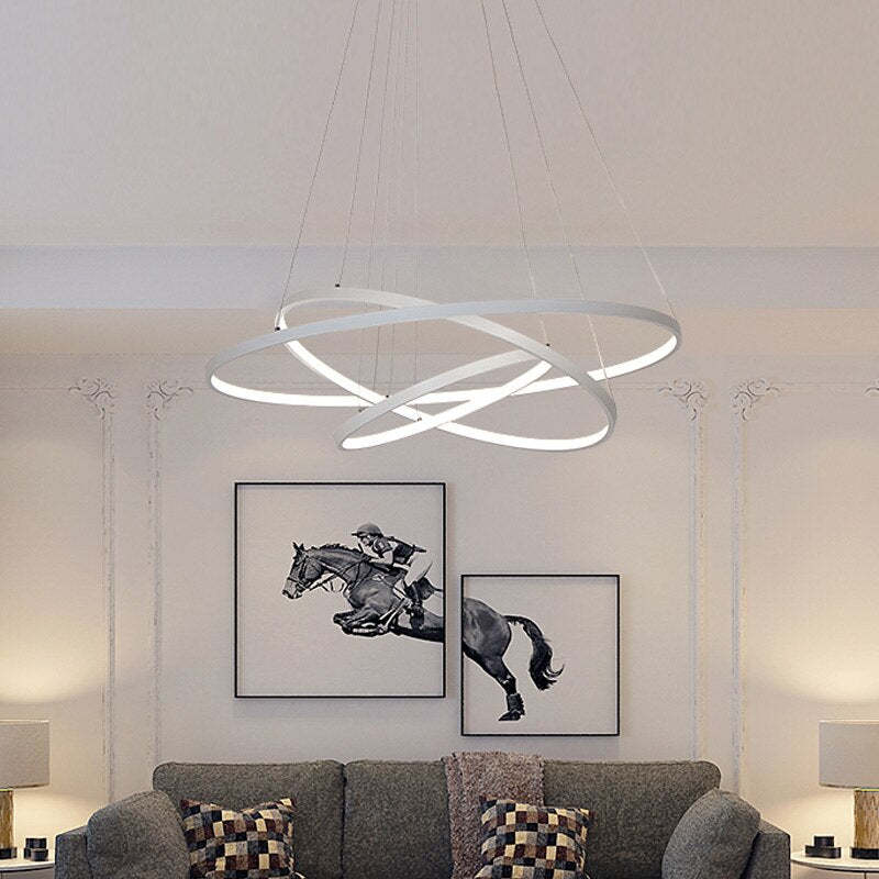 LED Hanglamp Metaal Drie Ringen Verstelbaar Goud Wit Zwart Woonkamer Eetkamer Slaapkamer Modern Design | Sansoti
