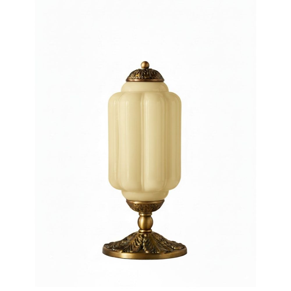 Lampe de table en verre avec design festonné style vintage chambre salon éclairage d’accent noir laiton verre mat | Sansoti