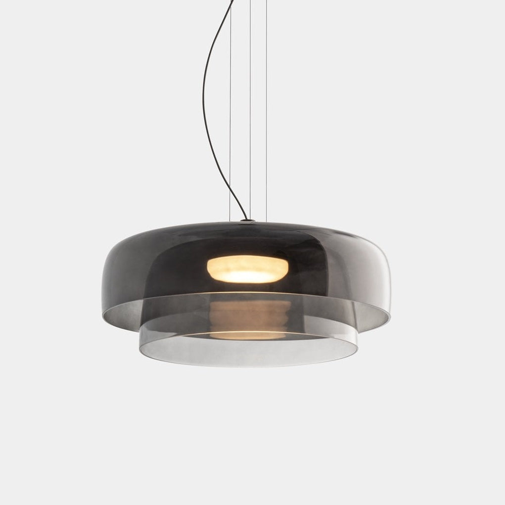 Lampa wisząca szklana, design nordycki, warstwowa, 1, 2 lub 3 poziomy, pomarańczowy, zielony, szary, jadalnia, kuchnia, salon, lampa pendelowa, ciepłe światło LED, regulowana