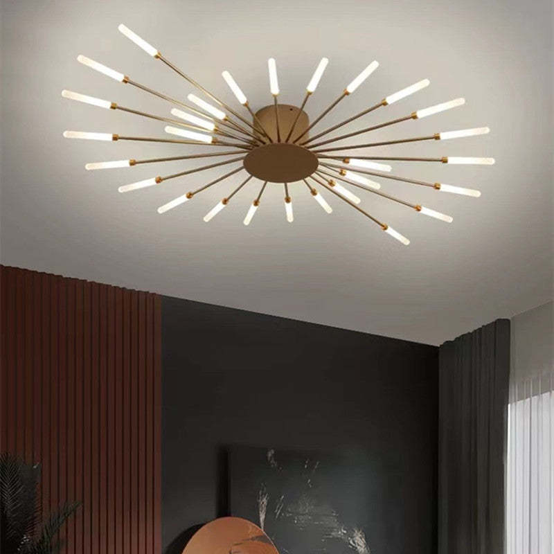LED Flush-Mount Ceiling Light Firework Starburst Design Metal Acrylic Living Room Bedroom Black Gold Modern | Sansoti