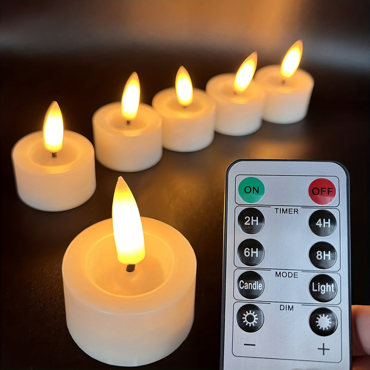 Flameless Tea Lights Set LED Plastic With Remote Timer Mood Lighting Living Room Table Decoration Candles | Sansoti