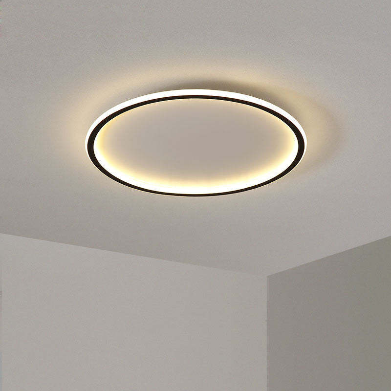 Modern LED Round Ceiling Light in White or Black Metal and Acrylic, Dimmable Ceiling Lighting for Bedroom or Living Room | Sansoti