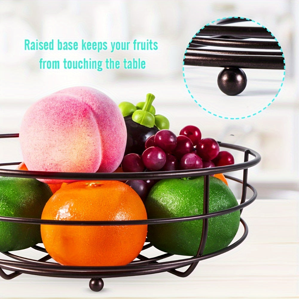 2-tier fruit basket with metal banana holder for kitchen, countertop, and storage | Sansoti