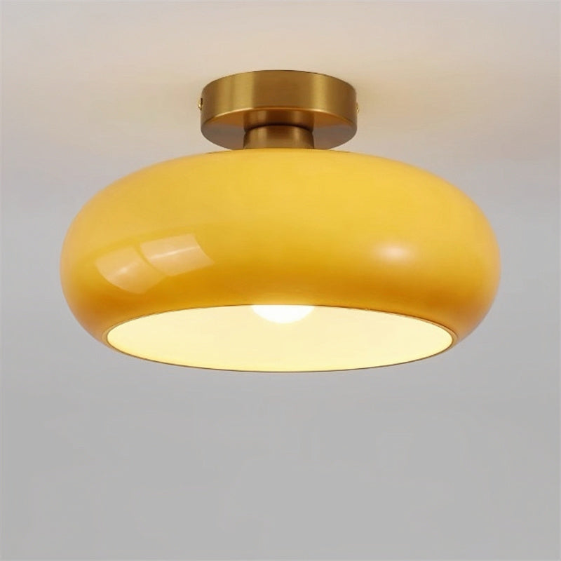 Plafondlamp Glas Messing Vintage Retro Stijl E27 28cm Hal Keuken Slaapkamer Badkamer Handgeblazen Woonkamer | Sansoti