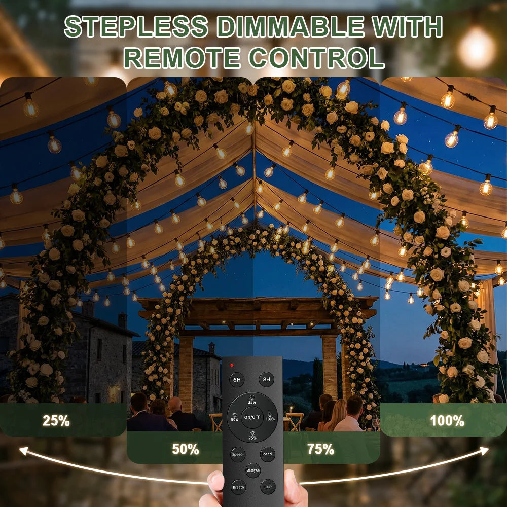Dimbare LED Bollichtslinger G40 voor Terras en Tuin Waterdicht IP44 met Afstandsbediening Sfeerverlichting | Sansoti
