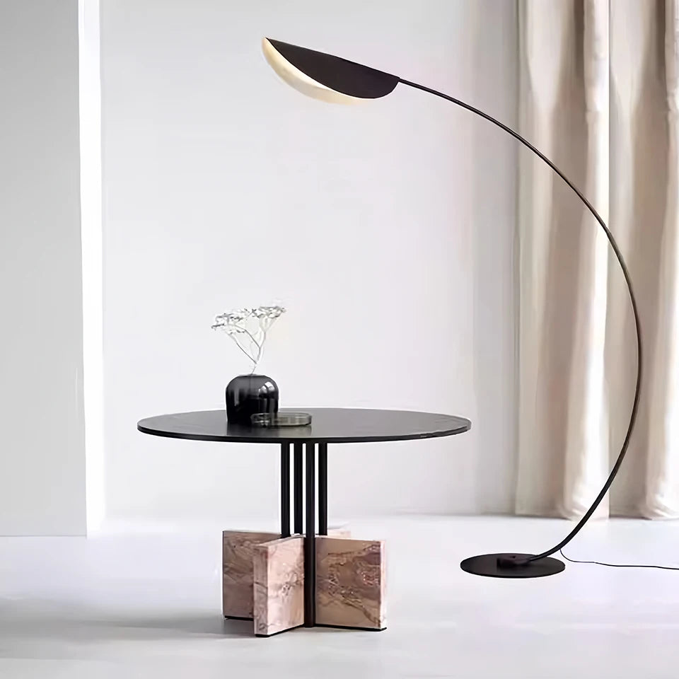 Bogen Stehlampe Blattform Schwarz 3-Farben Dimmbar Acryl | Sansoti