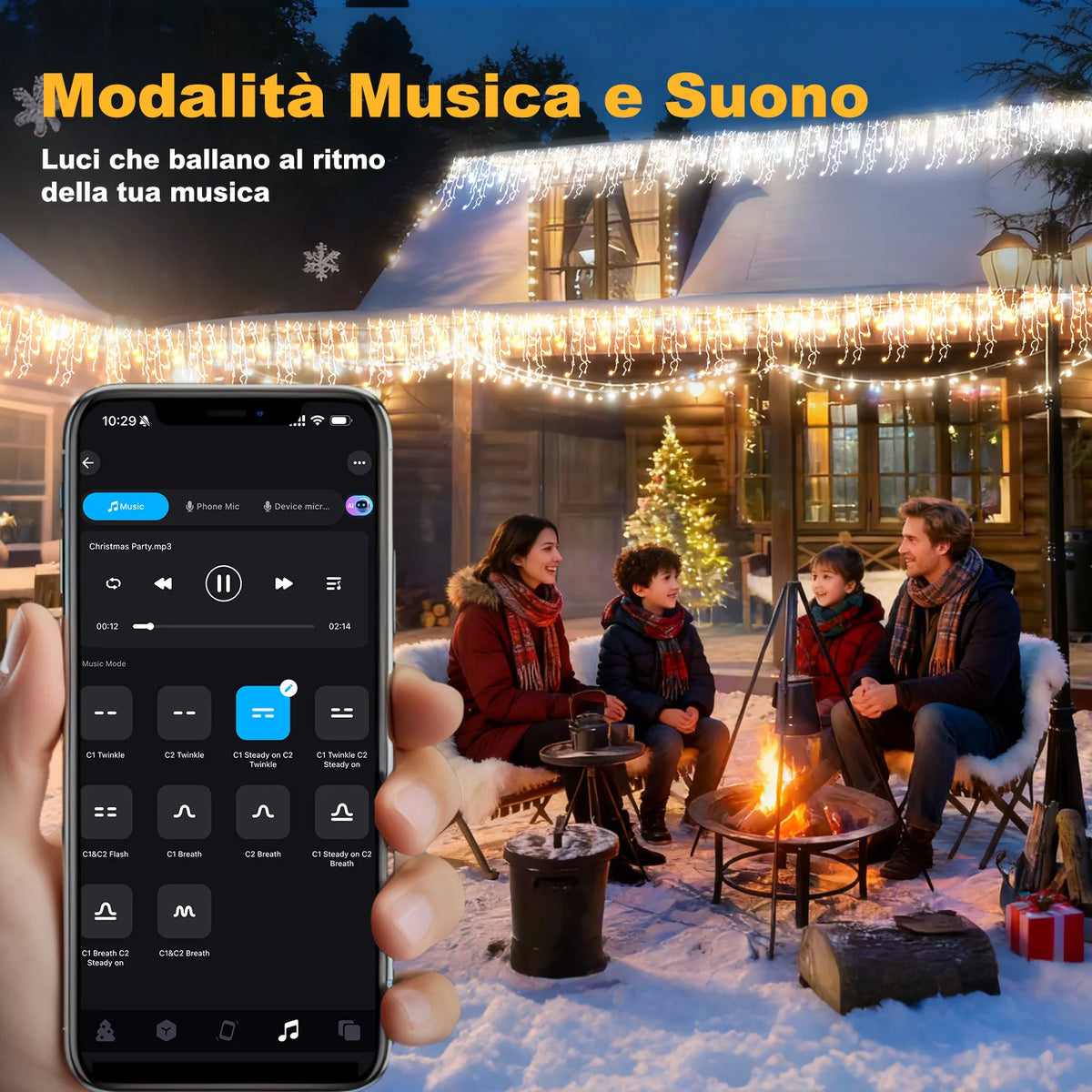Icicle LED string lights with adjustable lengths, 200-1800 lights, app control, dimmable party lighting | Sansoti