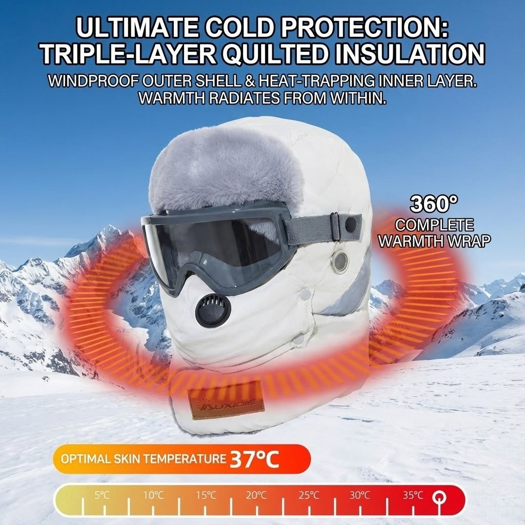 Thermal Winter Hat with Wind Protection and Detachable Face Mask, Unisex, for Outdoor Walking and Skiing in Winter | Sansoti