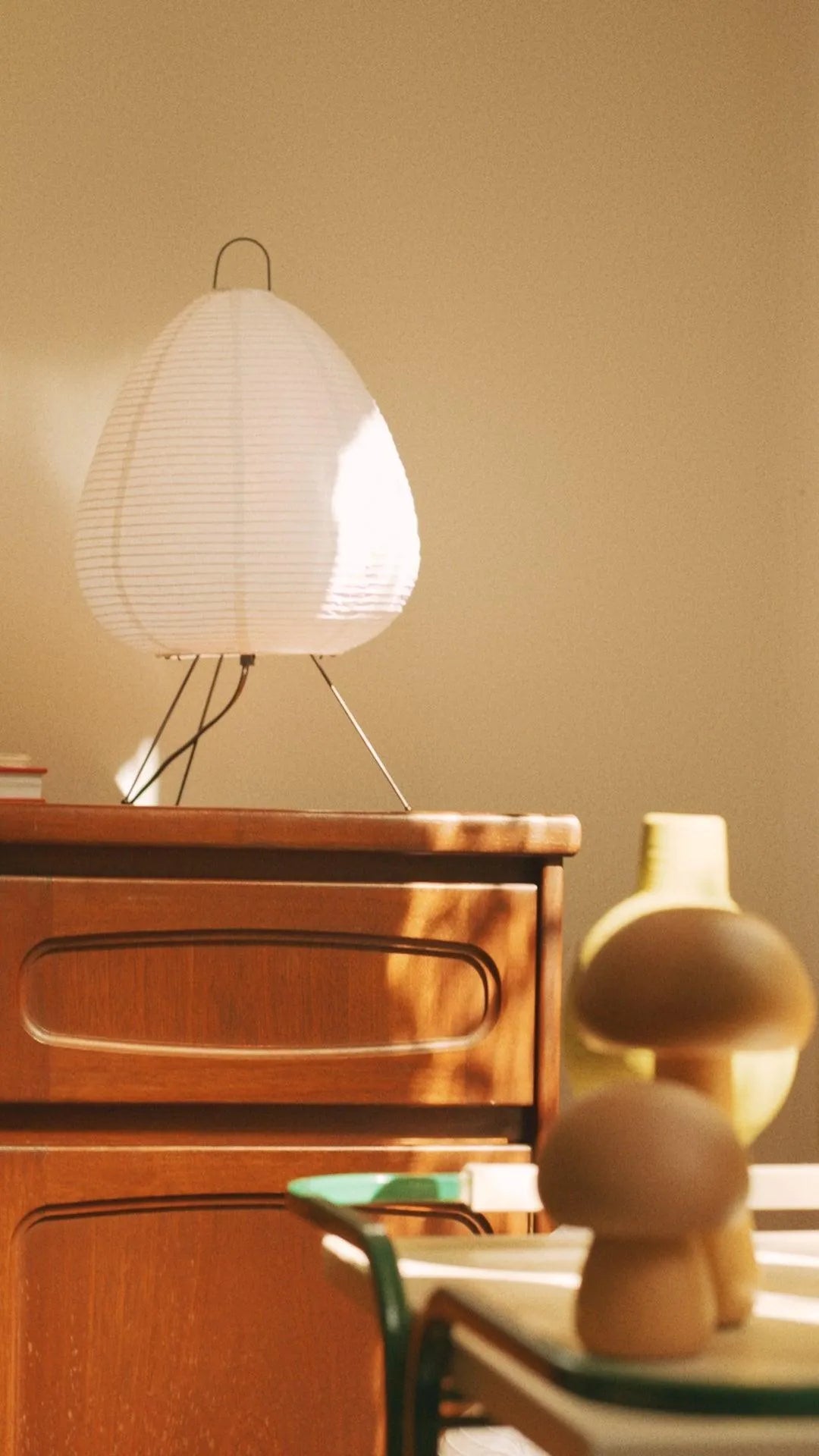 Table Lamp Rice Paper Japanese Minimalist 28cm Metal Frame Ambient Lighting White | Sansoti