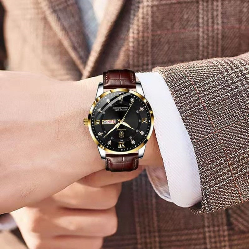 Reloj de hombre con esfera luminosa, acero, resistente al agua hasta 30m, movimiento de cuarzo, correa cómoda y aspecto elegante | Sansoti