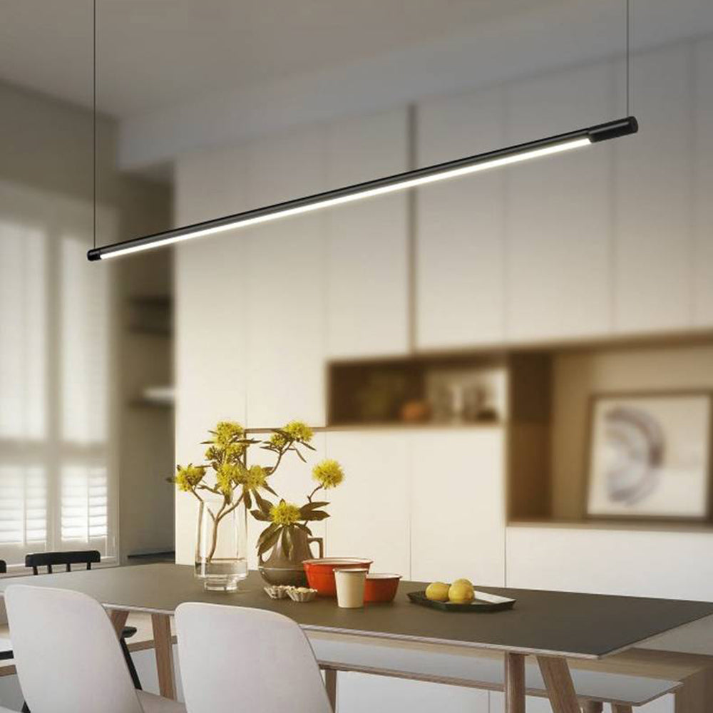 Linear Pendant Light Black Metal LED Dimmable Acrylic Dining Table Living Room Bedroom Ceiling Light | Sansoti