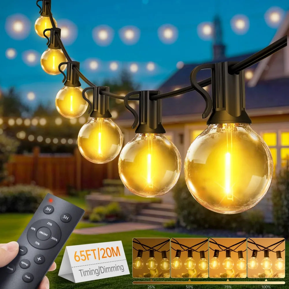 Dimbare LED Bollichtslinger G40 voor Terras en Tuin Waterdicht IP44 met Afstandsbediening Sfeerverlichting | Sansoti