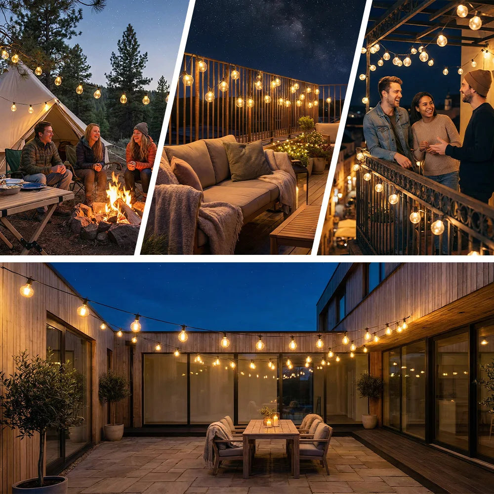 Dimbare LED Bollichtslinger G40 voor Terras en Tuin Waterdicht IP44 met Afstandsbediening Sfeerverlichting | Sansoti