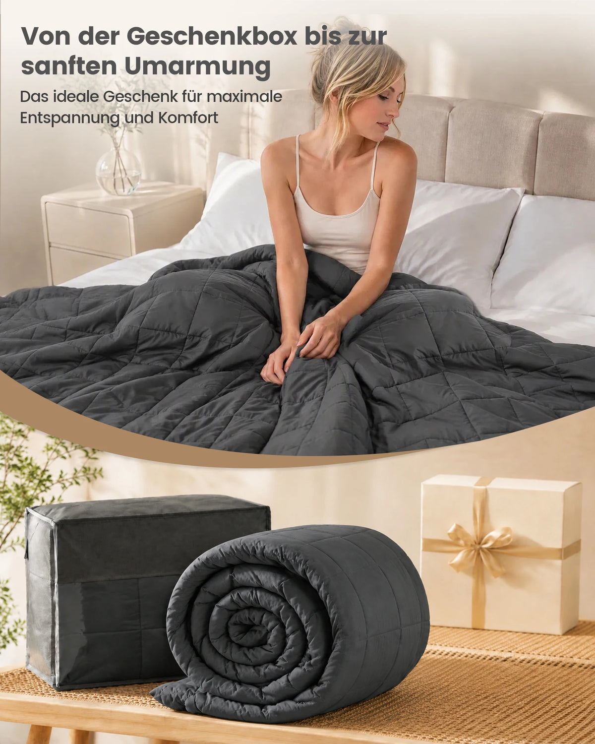 Weighted Therapy Blanket 4-8kg for Adults, Deep Sleep and Relaxation, Microglass Filling, Soft Polyester | Sansoti