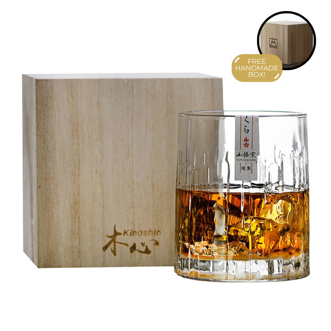 Verre à whisky japonais en cristal avec coffret cadeau en bois 200-300ml Soufflé à la main Artisanat premium Verre à boire pour whisky bourbon spiritueux Édition collector | Sansoti