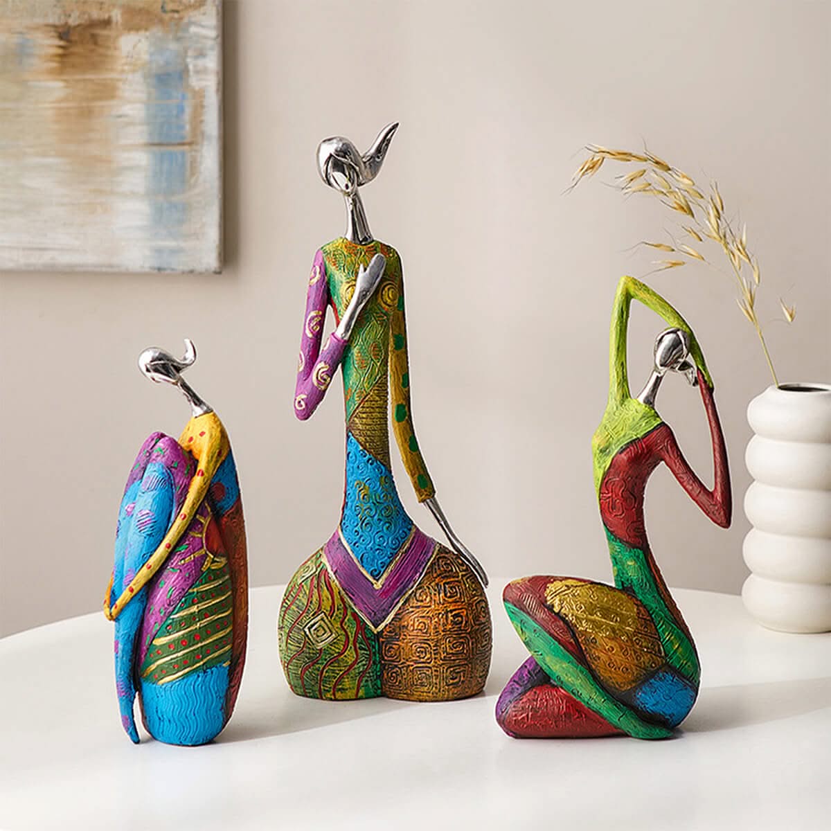 Colorful Abstract Woman Figurine Resin Decoration Interior Object Living Room Bedroom Modern Artistic Design | Sansoti