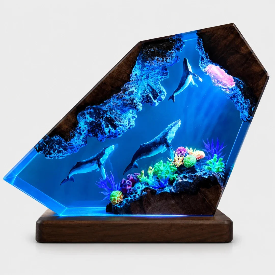 Ocean Table Lamp with Coral Reef Design LED Mood Lighting Resin Decorative Lamp USB Living Room Bedroom | Sansoti