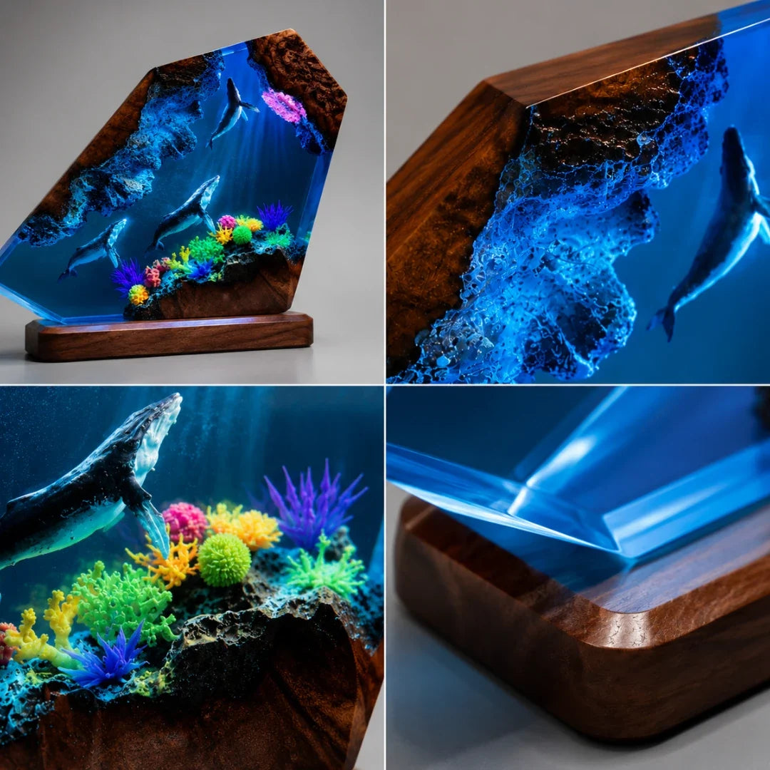 Ocean Table Lamp with Coral Reef Design LED Mood Lighting Resin Decorative Lamp USB Living Room Bedroom | Sansoti