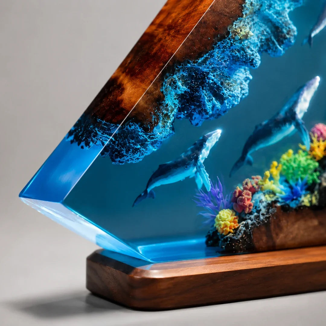 Ocean Table Lamp with Coral Reef Design LED Mood Lighting Resin Decorative Lamp USB Living Room Bedroom | Sansoti