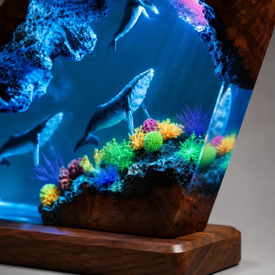 Ocean Table Lamp with Coral Reef Design LED Mood Lighting Resin Decorative Lamp USB Living Room Bedroom | Sansoti