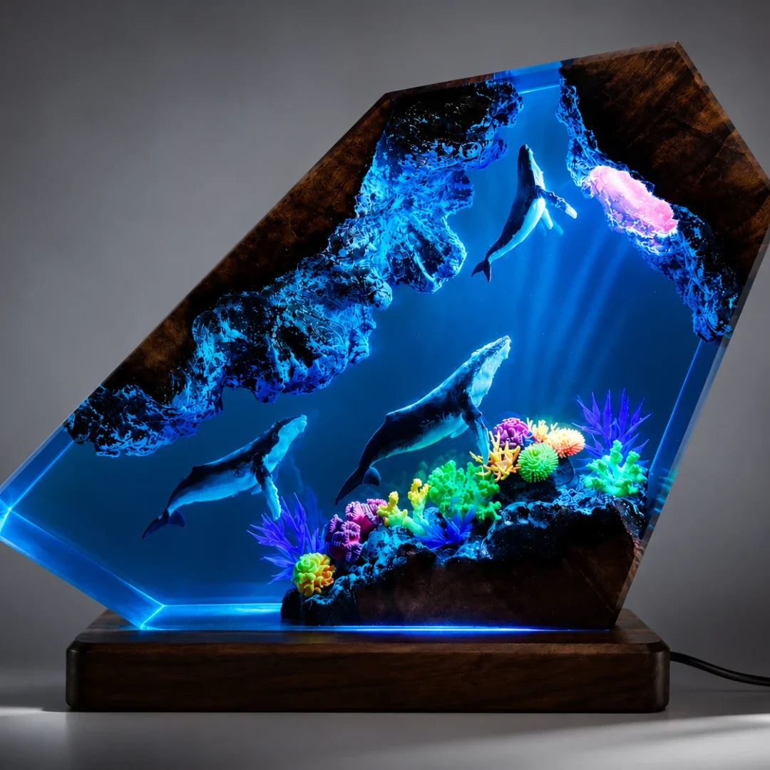 Ocean Table Lamp with Coral Reef Design LED Mood Lighting Resin Decorative Lamp USB Living Room Bedroom | Sansoti