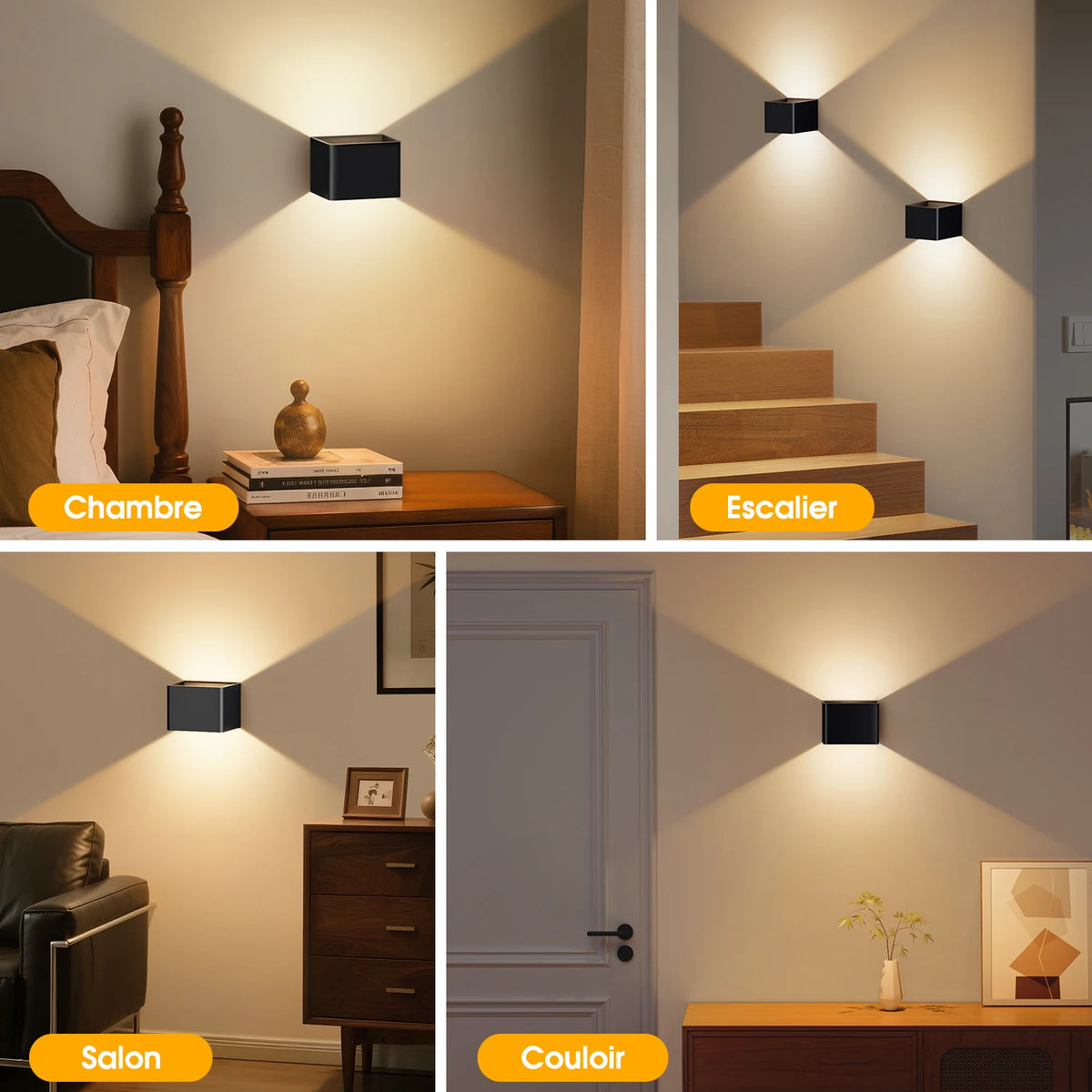 Oplaadbare LED Wandlamp Set met Bewegingssensor Afstandsbediening Draadloos Dimbaar 3 Lichtstanden Nachtverlichting | Sansoti