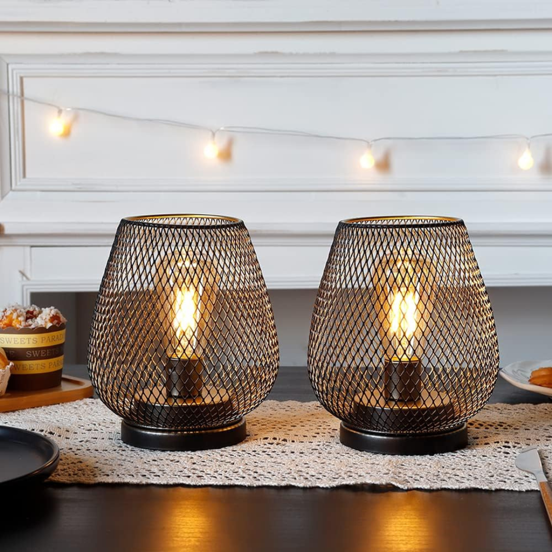 Table Lamp Wireless Rechargeable Metal Mesh Warm White LED Ambient Lighting Indoor Outdoor | Sansoti