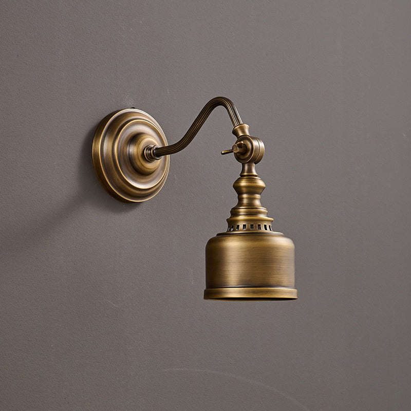 Adjustable Wall Lamp Reading Light Antique Brass Bronze Swan-Neck Style Bedroom Living Room Interior Lighting | Sansoti