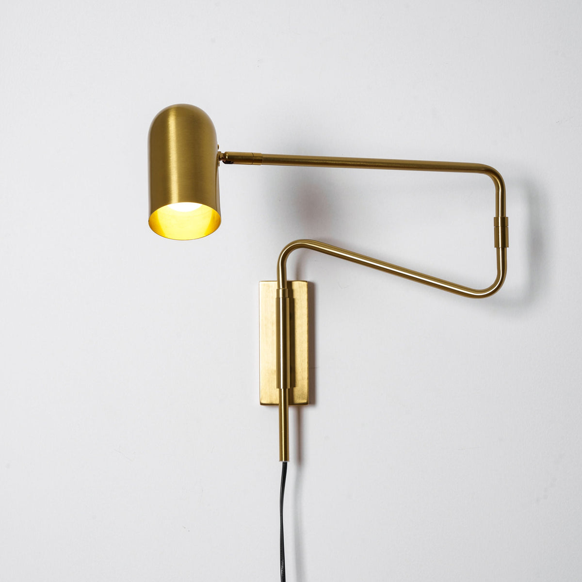 Adjustable Wall Lamp with Plug | Swiveling Arm and Adjustable Shade | Perfect for the Bedroom and Reading Nook | Sansoti