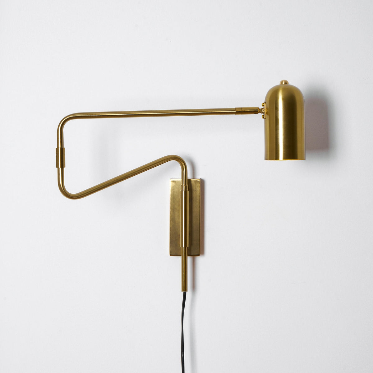 Adjustable Wall Lamp with Plug | Swiveling Arm and Adjustable Shade | Perfect for the Bedroom and Reading Nook | Sansoti