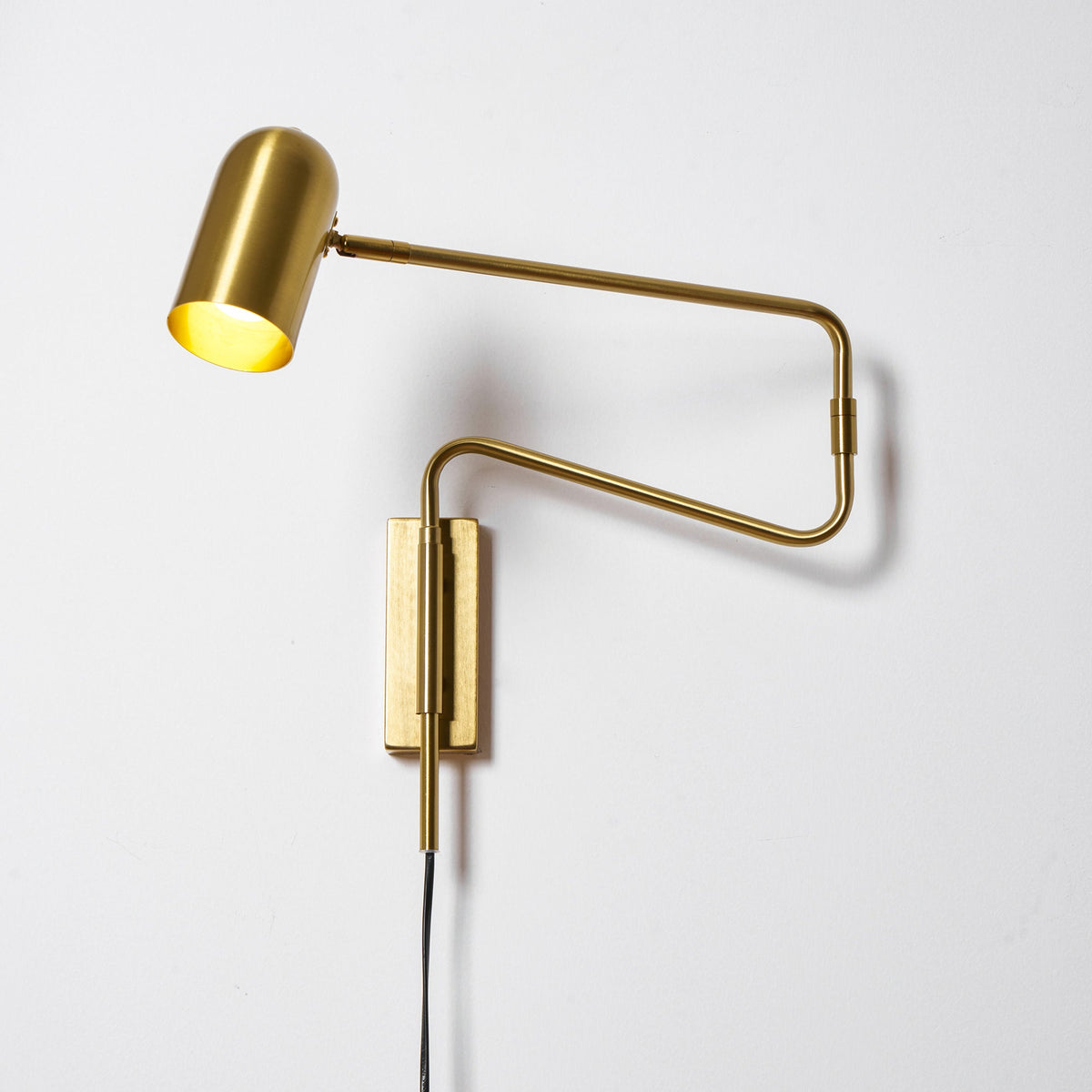 Adjustable Wall Lamp with Plug | Swiveling Arm and Adjustable Shade | Perfect for the Bedroom and Reading Nook | Sansoti
