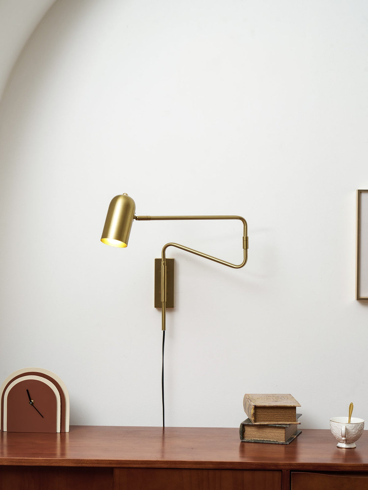 Adjustable Wall Lamp with Plug | Swiveling Arm and Adjustable Shade | Perfect for the Bedroom and Reading Nook | Sansoti