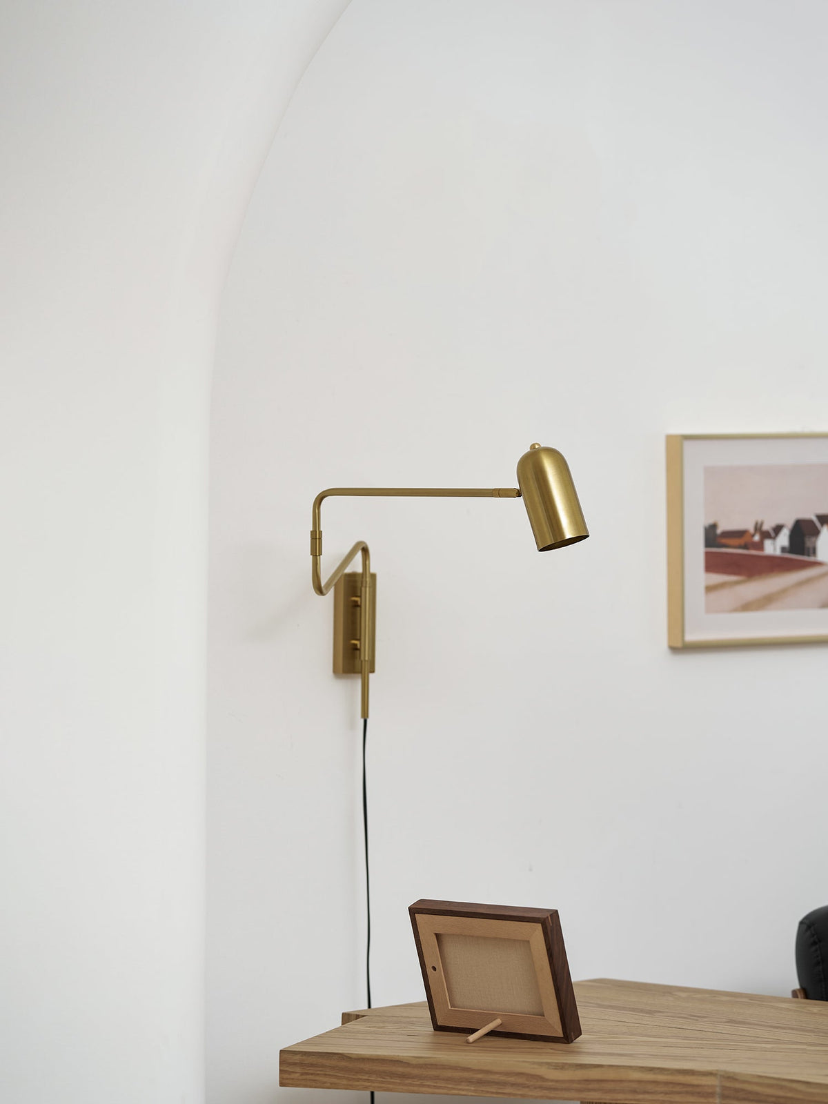 Adjustable Wall Lamp with Plug | Swiveling Arm and Adjustable Shade | Perfect for the Bedroom and Reading Nook | Sansoti