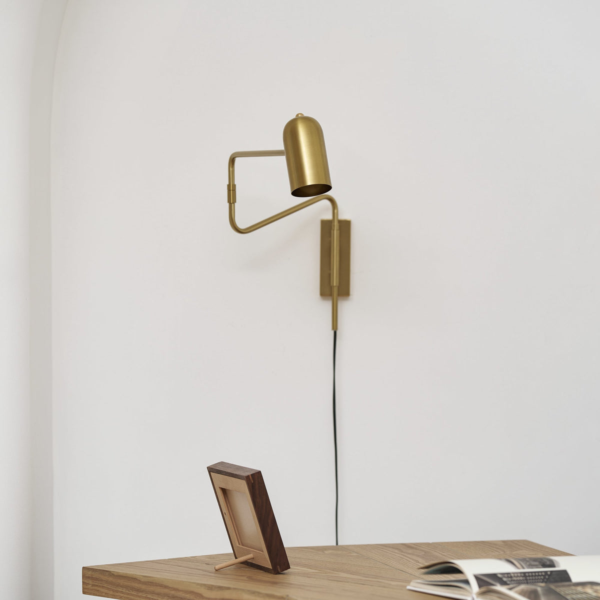 Adjustable Wall Lamp with Plug | Swiveling Arm and Adjustable Shade | Perfect for the Bedroom and Reading Nook | Sansoti