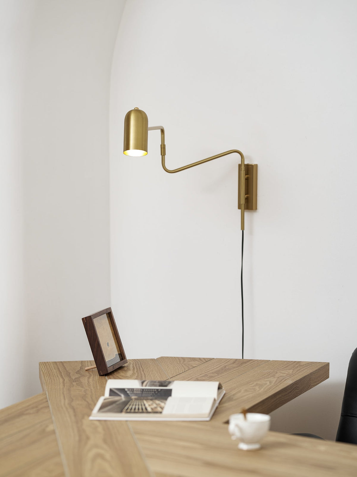 Adjustable Wall Lamp with Plug | Swiveling Arm and Adjustable Shade | Perfect for the Bedroom and Reading Nook | Sansoti